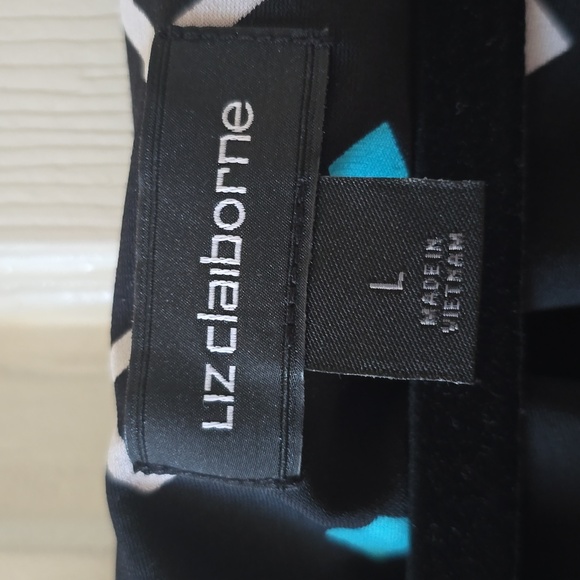 LIZ CLAIBORNE WOMENS BLACK & WHITE SYMMETRICAL DRESS SIZE LARGE - Picture 5 of 11